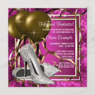 High Heels Womans Hot Pink Birthday Party Invitation