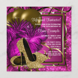 High Heels Womans Hot Pink Birthday Party Invitation