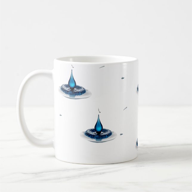 High-Impact Abstract Blue Water Drop Classic Mug (Left)