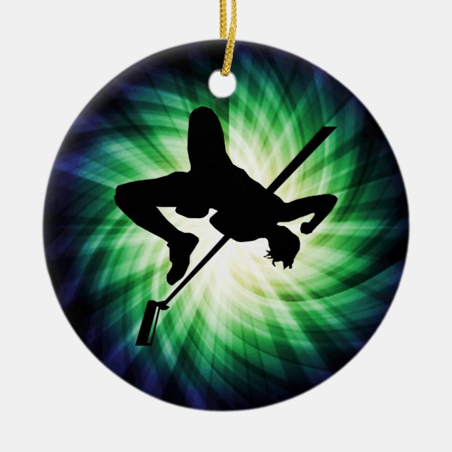 High Jump Silhouette; Cool Ceramic Tree Decoration (Front)