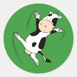 High Kicking Cow.png Classic Round Sticker