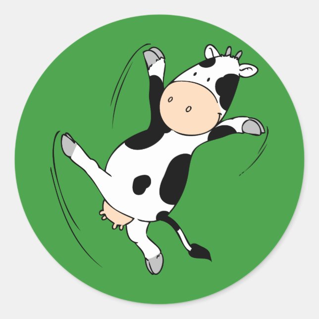 High Kicking Cow.png Classic Round Sticker (Front)