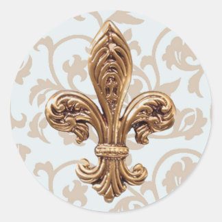 High life powder blue scroll with fleur de lis sti classic round sticker