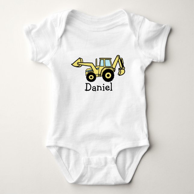 High Lift Backhoe Baby Bodysuit (Front)