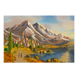 High mountain village poster
