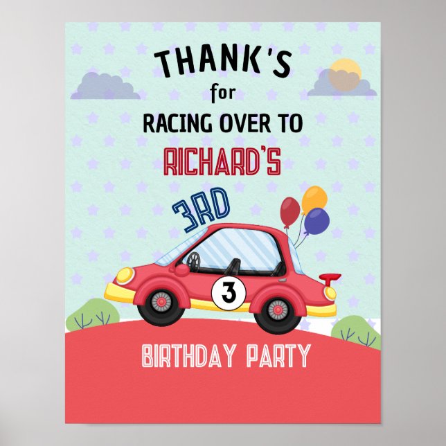 High-Octane Race Car Racing Birthday Celebration Poster (Front)