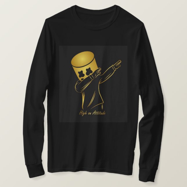 High on attitude in black t- shirt (Design Front)