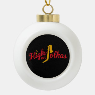 High on Polkas Snowflake Framed Ornament