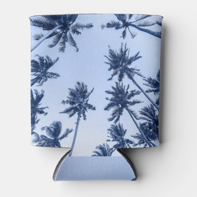 High palm trees, clear blue sky. can cooler (Front)