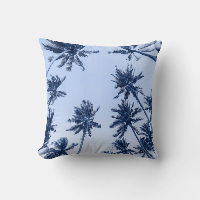 High palm trees, clear blue sky. cushion (Front)