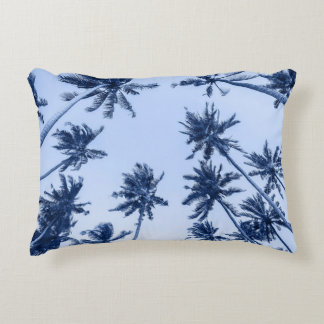 High palm trees, clear blue sky. decorative cushion