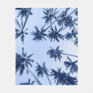 High palm trees, clear blue sky. fleece blanket