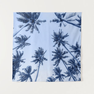 High palm trees, clear blue sky. tapestry
