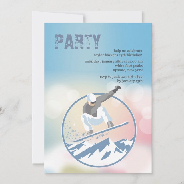 High Peaks Snowboarder Invitation (Front)