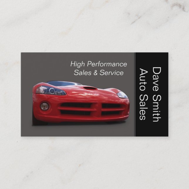 High Performance Car Dealer Business Card (Front)