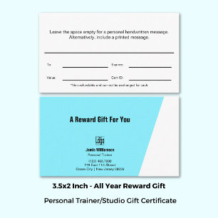High Performance Trainer Reward Gift Certificate