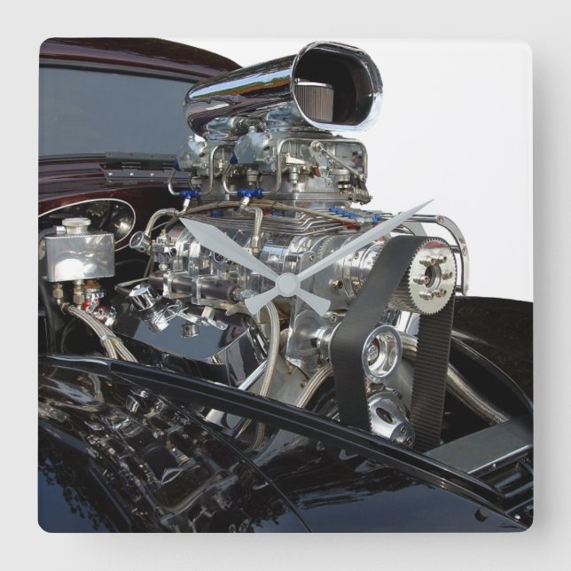 High Perfromance Car Engine Square Wall Clock (Front)