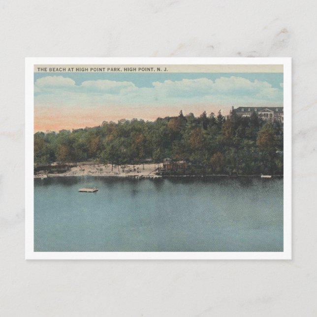 High Point NJ, The Beach, High Point Park 1920s Postcard (Front)