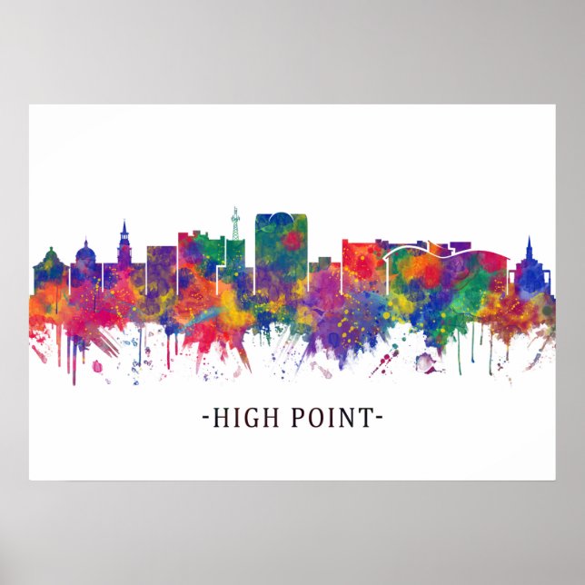 High Point North Carolina Skyline Poster (Front)