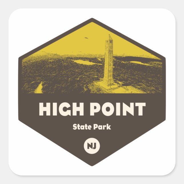 High Point State Park New Jersey Square Sticker (Front)