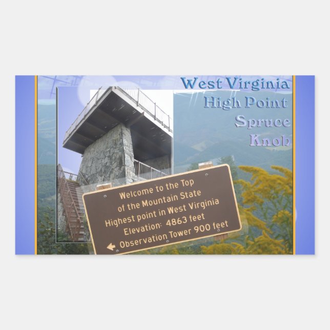 HIGH POINT WEST VIRGINIA SPRUCE KNOB RECTANGULAR STICKER (Front)