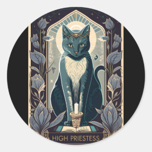 High Priestess Cat Tarot Card For Tarot Cat Classic Round Sticker