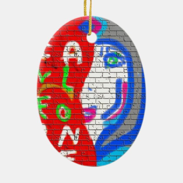 High Priestess Face Never Alone Graffiti Art Ceramic Tree Decoration (Back)
