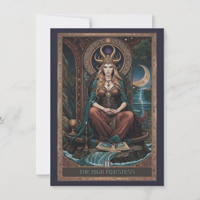 High Priestess Tarot Art Flat Thank You Card (Front)