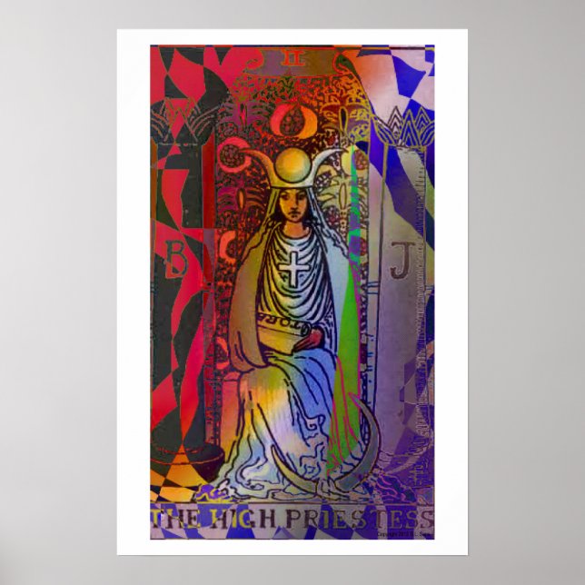 High Priestess Tarot Card Psychedelic Poster (Front)