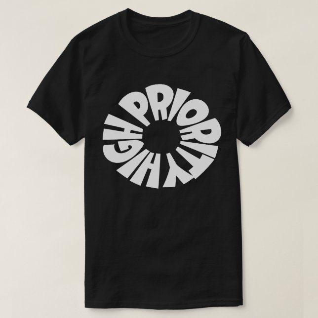 High Priority Brand Black T Shirt (Design Front)