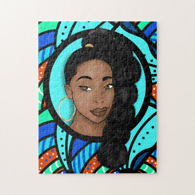 High Puff Ponytail, Natural Beauty, Blue Abstract Jigsaw Puzzle (Vertical)