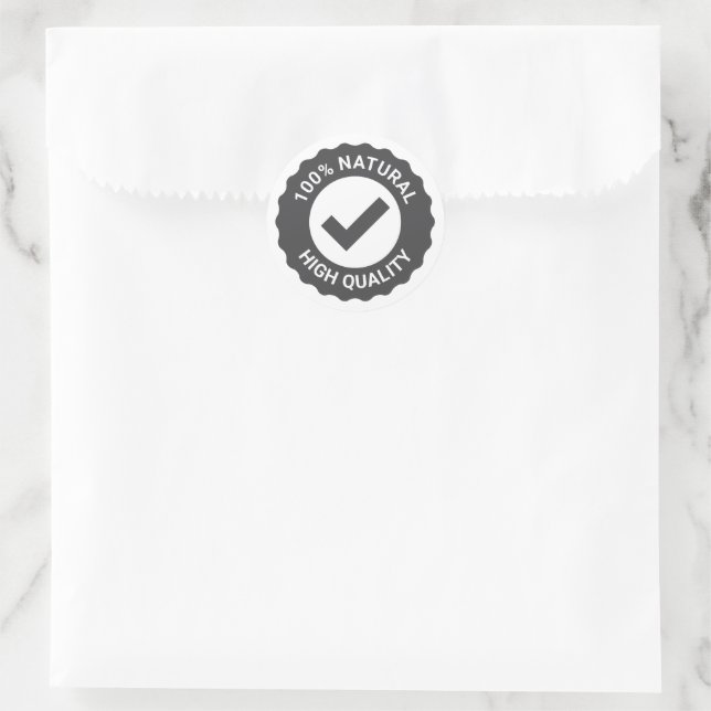 High quality 100% natural stamp with checkmark classic round sticker (Bag)