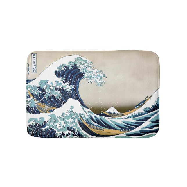 High Quality Great Wave off Kanagawa by Hokusai Bath Mat (Front)