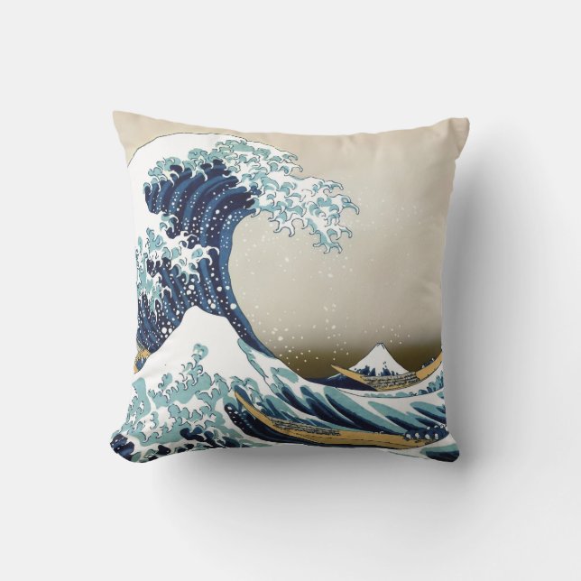High Quality Great Wave off Kanagawa Outdoor Outdoor Cushion (Front)