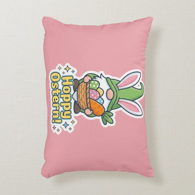 High-quality "Hoppy Easter" gnome illustration Decorative Cushion (Front(Vertical))