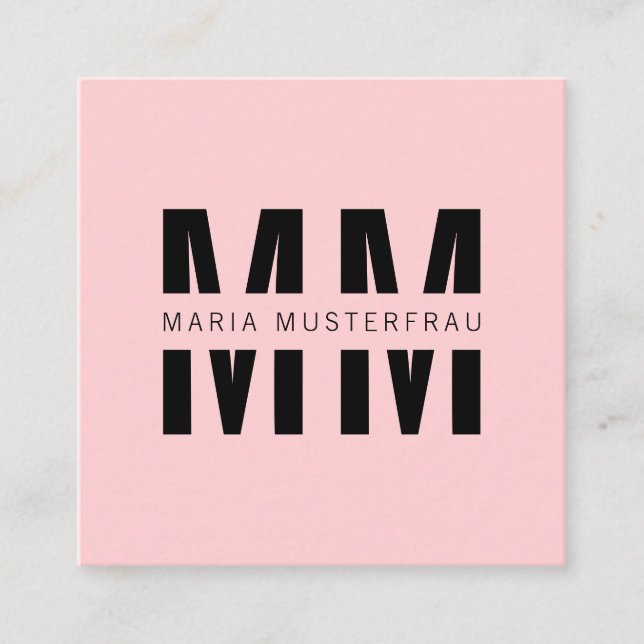 High quality pink business card with initials (Front)