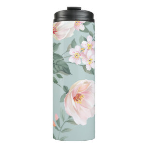 high-quality set of various watercolor flowersflow thermal tumbler