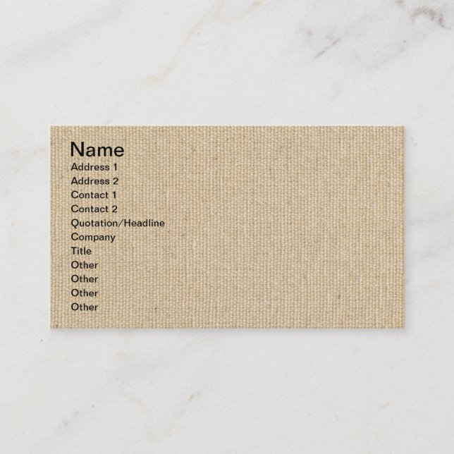 High Quality Texture Of The Cotton Canvas Business Card (Front)