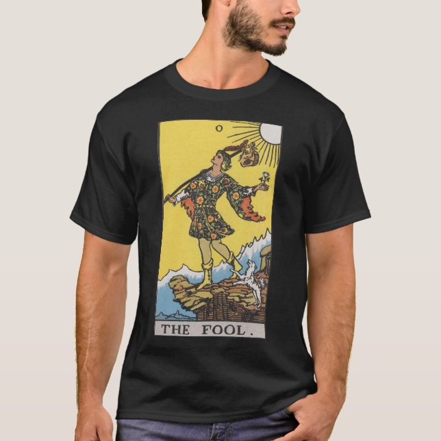 (High Quality) The Fool Rider Waite Tarot Card T-Shirt (Front)