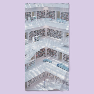 HIGH-RAISE PHOTOGRAPHY OF LIBRARY BATH TOWEL