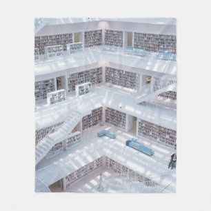 HIGH-RAISE PHOTOGRAPHY OF LIBRARY FLEECE BLANKET
