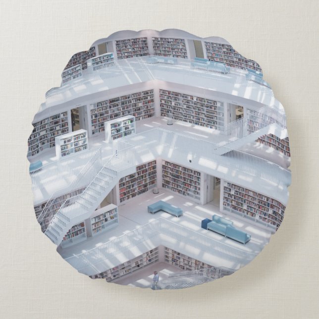 HIGH-RAISE PHOTOGRAPHY OF LIBRARY ROUND CUSHION (Front)