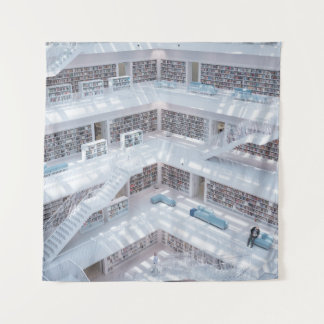 HIGH-RAISE PHOTOGRAPHY OF LIBRARY TAPESTRY