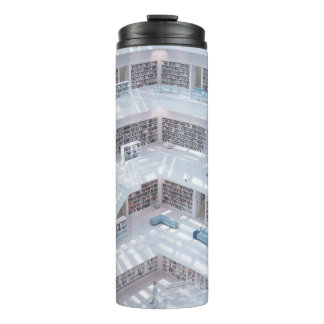 HIGH-RAISE PHOTOGRAPHY OF LIBRARY THERMAL TUMBLER