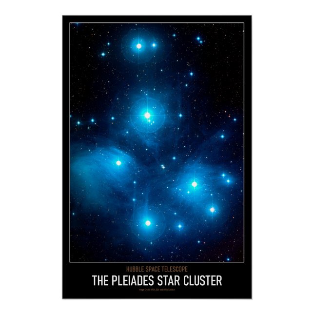 High Res Astronomy The Pleiades Star Cluster Poster (Front)
