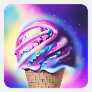 high resolution ice cream in the universe square sticker