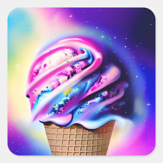 high resolution ice cream in the universe square sticker (Front)