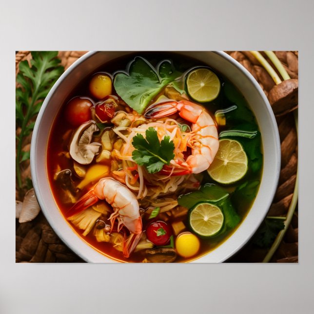 High-Resolution Tom Yum Goong Thai Dish  Poster (Front)