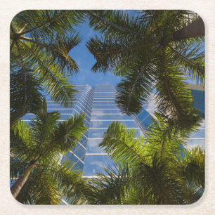 High rise buildings square paper coaster