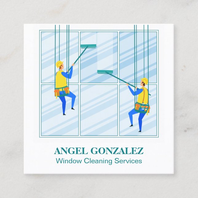 High-Rise Window Washing Square Business Card (Front)